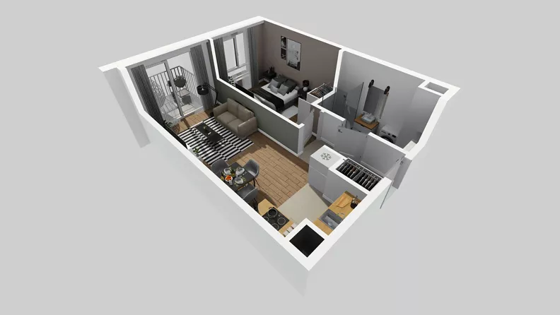2 pokoje, mieszkanie 37,34 m², piętro 3, oferta nr D/34, Osiedle Wilno 8.1.2, Warszawa, Targówek, Elsnerów, ul. Bukowiecka