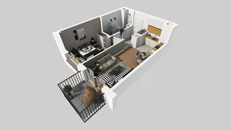 2 pokoje, mieszkanie 37,34 m², piętro 3, oferta nr D/34, Osiedle Wilno 8.1.2, Warszawa, Targówek, Elsnerów, ul. Bukowiecka