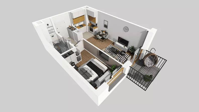 2 pokoje, mieszkanie 37,34 m², piętro 3, oferta nr D/34, Osiedle Wilno 8.1.2, Warszawa, Targówek, Elsnerów, ul. Bukowiecka