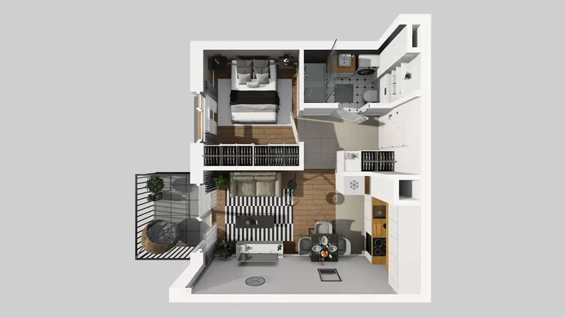 2 pokoje, mieszkanie 32,12 m², piętro 2, oferta nr D/70, Osiedle Wilno 8.1.2, Warszawa, Targówek, Elsnerów, ul. Bukowiecka