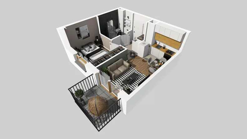 2 pokoje, mieszkanie 32,12 m², piętro 2, oferta nr D/70, Osiedle Wilno 8.1.2, Warszawa, Targówek, Elsnerów, ul. Bukowiecka