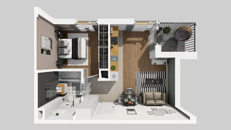 2 pokoje, mieszkanie 38,92 m², piętro 3, oferta nr D/74, Osiedle Wilno 8.1.2, Warszawa, Targówek, Elsnerów, ul. Bukowiecka
