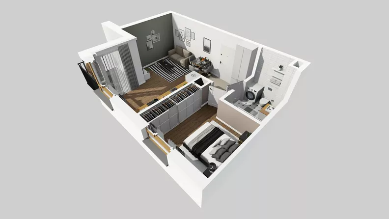 2 pokoje, mieszkanie 38,92 m², piętro 3, oferta nr D/74, Osiedle Wilno 8.1.2, Warszawa, Targówek, Elsnerów, ul. Bukowiecka