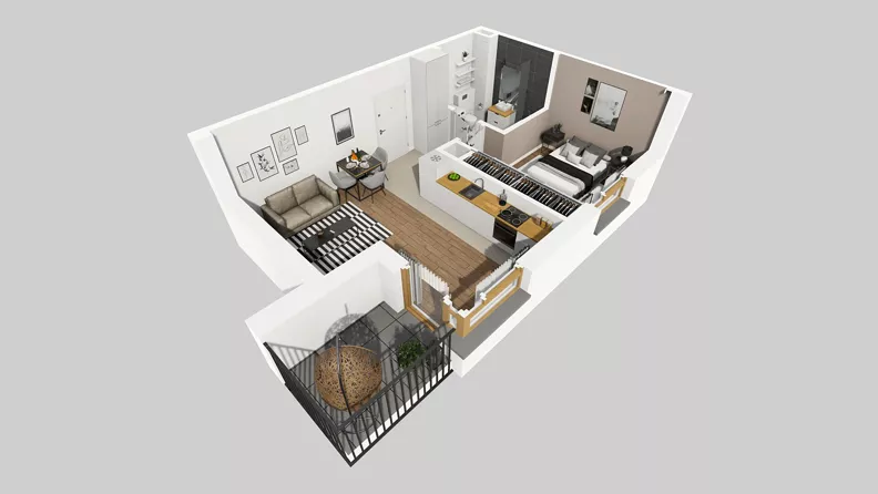 2 pokoje, mieszkanie 38,92 m², piętro 3, oferta nr D/74, Osiedle Wilno 8.1.2, Warszawa, Targówek, Elsnerów, ul. Bukowiecka