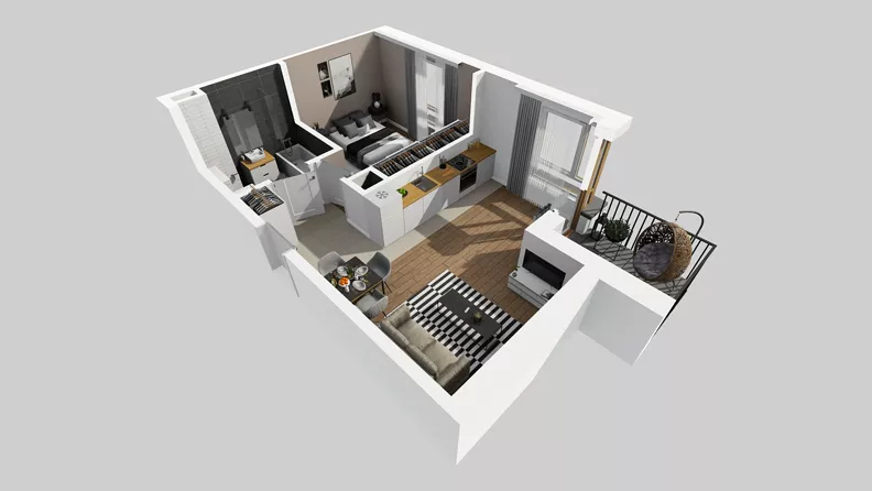 2 pokoje, mieszkanie 38,92 m², piętro 3, oferta nr D/74, Osiedle Wilno 8.1.2, Warszawa, Targówek, Elsnerów, ul. Bukowiecka
