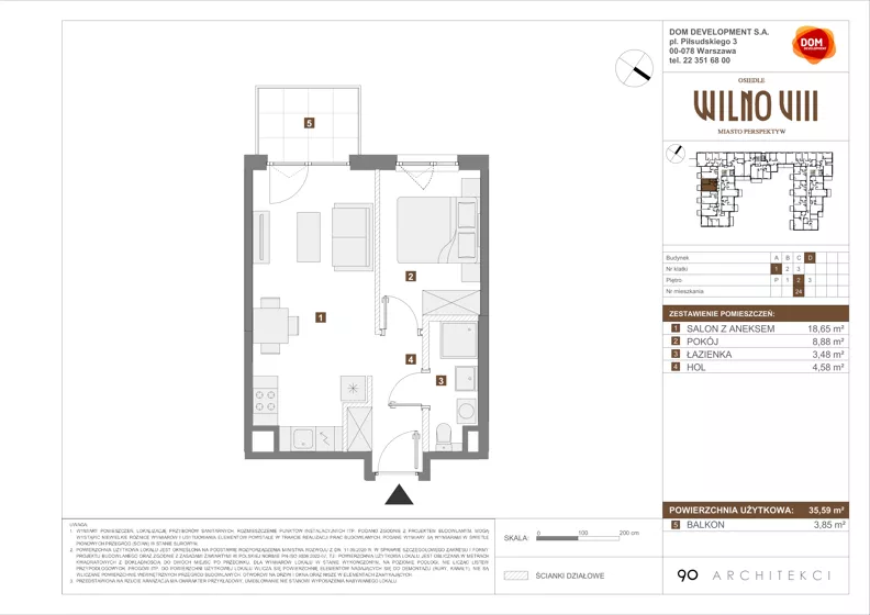 2 pokoje, mieszkanie 35,59 m², piętro 2, oferta nr D/24, Osiedle Wilno 8.1.2, Warszawa, Targówek, Elsnerów, ul. Bukowiecka