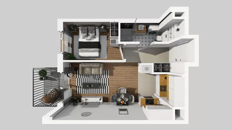 2 pokoje, mieszkanie 35,59 m², piętro 2, oferta nr D/24, Osiedle Wilno 8.1.2, Warszawa, Targówek, Elsnerów, ul. Bukowiecka
