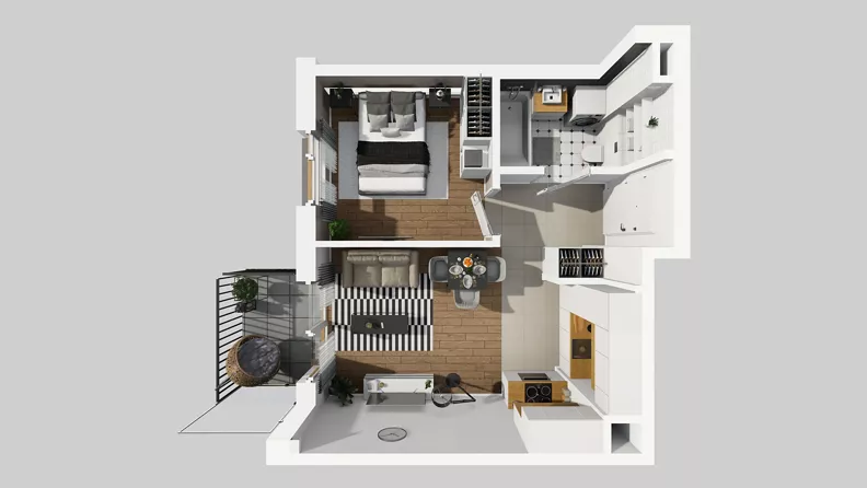 2 pokoje, mieszkanie 36,29 m², piętro 1, oferta nr B/23, Osiedle Wilno 8.1.2, Warszawa, Targówek, Elsnerów, ul. Bukowiecka