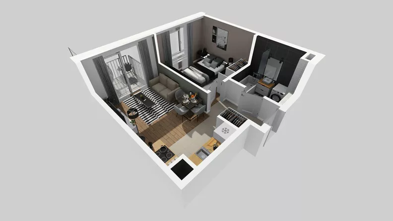 2 pokoje, mieszkanie 36,29 m², piętro 1, oferta nr B/23, Osiedle Wilno 8.1.2, Warszawa, Targówek, Elsnerów, ul. Bukowiecka