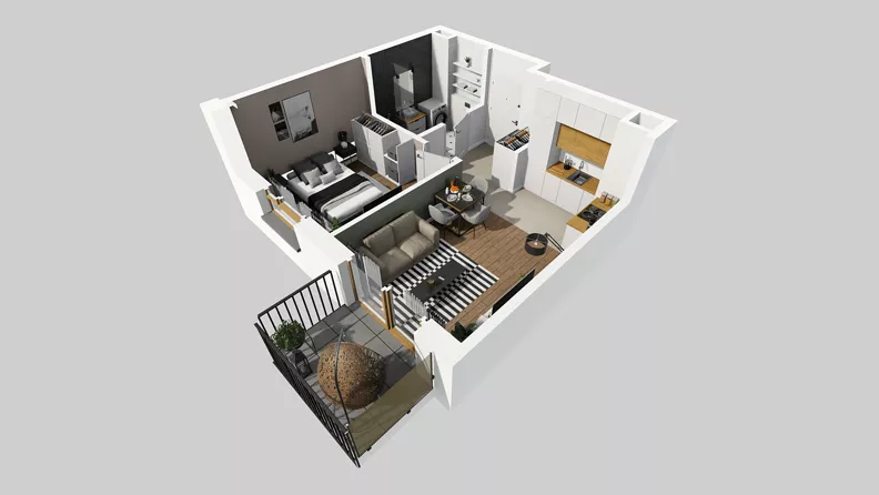 2 pokoje, mieszkanie 36,29 m², piętro 1, oferta nr B/23, Osiedle Wilno 8.1.2, Warszawa, Targówek, Elsnerów, ul. Bukowiecka