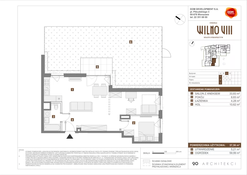 2 pokoje, mieszkanie 57,56 m², parter, oferta nr C/3, Osiedle Wilno 8.1.2, Warszawa, Targówek, Elsnerów, ul. Bukowiecka