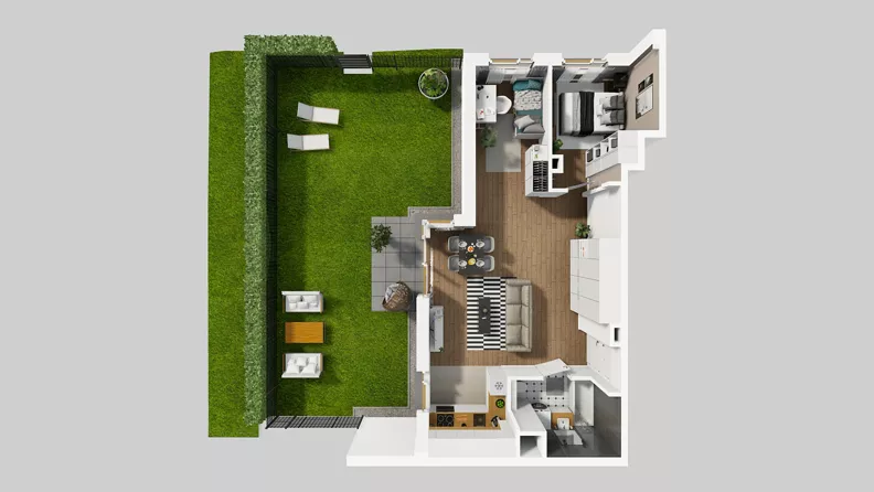 2 pokoje, mieszkanie 57,56 m², parter, oferta nr C/3, Osiedle Wilno 8.1.2, Warszawa, Targówek, Elsnerów, ul. Bukowiecka