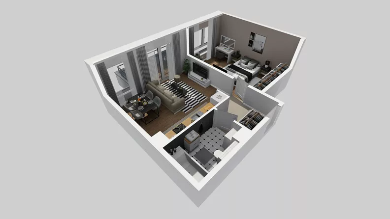 2 pokoje, mieszkanie 46,64 m², piętro 1, oferta nr W/5, Wille Biskupin 2.1, Wrocław, Biskupin-Sępolno-Dąbie-Bartoszowice, Śródmieście, ul. K. Olszewskiego