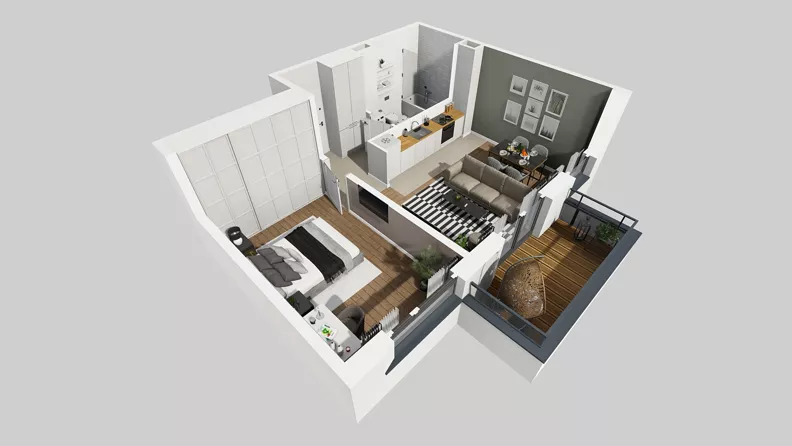2 pokoje, mieszkanie 46,64 m², piętro 1, oferta nr W/5, Wille Biskupin 2.1, Wrocław, Biskupin-Sępolno-Dąbie-Bartoszowice, Śródmieście, ul. K. Olszewskiego