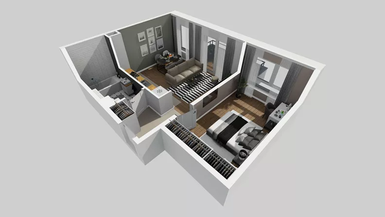 2 pokoje, mieszkanie 46,64 m², piętro 1, oferta nr W/5, Wille Biskupin 2.1, Wrocław, Biskupin-Sępolno-Dąbie-Bartoszowice, Śródmieście, ul. K. Olszewskiego