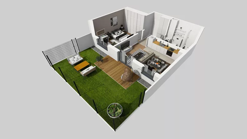 2 pokoje, mieszkanie 46,64 m², parter, oferta nr V/2, Wille Biskupin 2.1, Wrocław, Biskupin-Sępolno-Dąbie-Bartoszowice, Śródmieście, ul. K. Olszewskiego