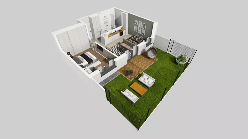 2 pokoje, mieszkanie 46,64 m², parter, oferta nr V/2, Wille Biskupin 2.1, Wrocław, Biskupin-Sępolno-Dąbie-Bartoszowice, Śródmieście, ul. K. Olszewskiego