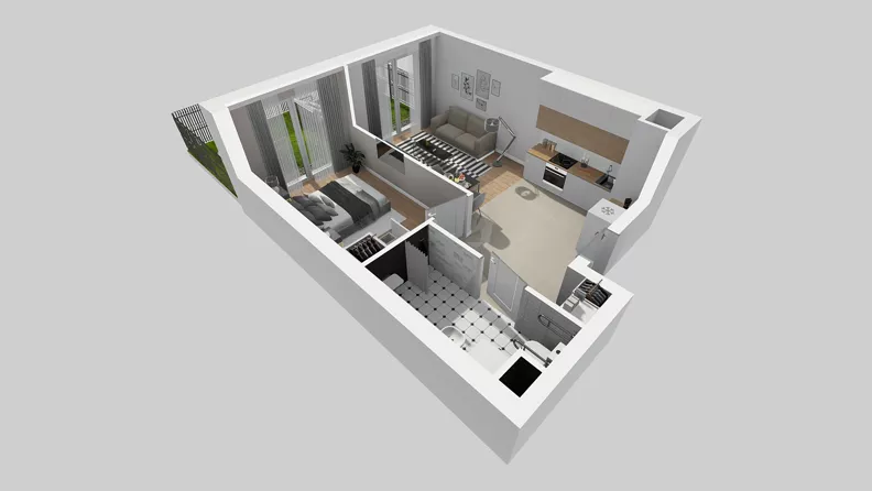 2 pokoje, mieszkanie 42,12 m², parter, oferta nr C/1, Przystanek Prądnik 2, Kraków, Prądnik Biały, Górka Narodowa, ul. Meiera