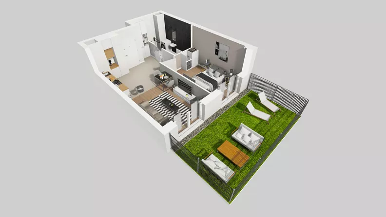 2 pokoje, mieszkanie 42,12 m², parter, oferta nr C/1, Przystanek Prądnik 2, Kraków, Prądnik Biały, Górka Narodowa, ul. Meiera