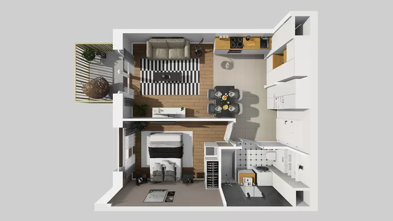 2 pokoje, mieszkanie 42,01 m², piętro 1, oferta nr C/2, Przystanek Prądnik 2, Kraków, Prądnik Biały, Górka Narodowa, ul. Meiera