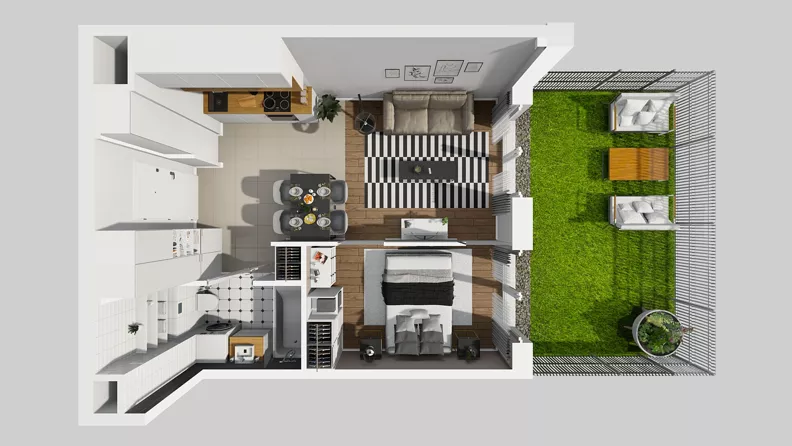 2 pokoje, mieszkanie 36,63 m², parter, oferta nr C/103, Przystanek Prądnik 2, Kraków, Prądnik Biały, Górka Narodowa, ul. Meiera