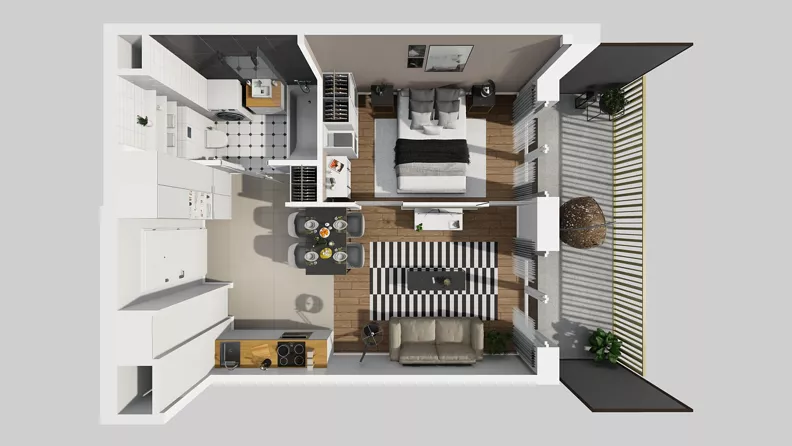 2 pokoje, mieszkanie 36,82 m², piętro 1, oferta nr C/106, Przystanek Prądnik 2, Kraków, Prądnik Biały, Górka Narodowa, ul. Meiera