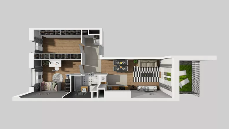 2 pokoje, mieszkanie 56,68 m², parter, oferta nr C/129, Przystanek Prądnik 2, Kraków, Prądnik Biały, Górka Narodowa, ul. Meiera