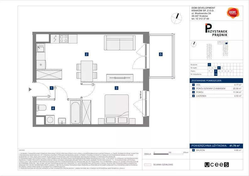 2 pokoje, mieszkanie 41,79 m², piętro 2, oferta nr C/138, Przystanek Prądnik 2, Kraków, Prądnik Biały, Górka Narodowa, ul. Meiera