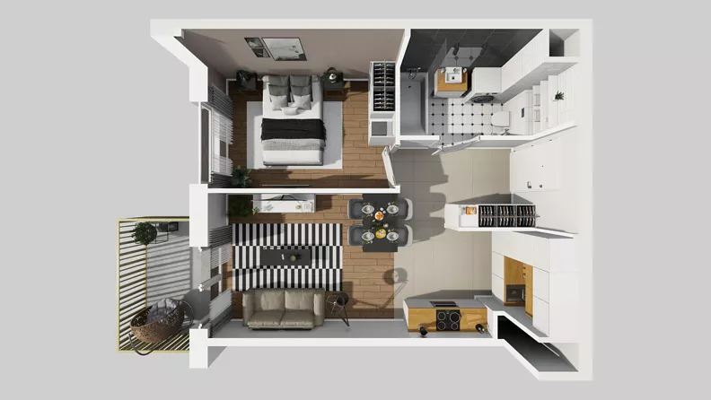 2 pokoje, mieszkanie 41,79 m², piętro 7, oferta nr C/169, Przystanek Prądnik 2, Kraków, Prądnik Biały, Górka Narodowa, ul. Meiera