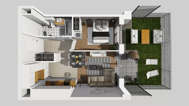 2 pokoje, mieszkanie 37,25 m², parter, oferta nr A/20, Międzyleska 4, Wrocław, Tarnogaj, Krzyki, ul. Międzyleska