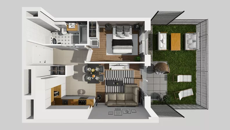 2 pokoje, mieszkanie 36,34 m², parter, oferta nr A/21, Międzyleska 4, Wrocław, Tarnogaj, Krzyki, ul. Międzyleska