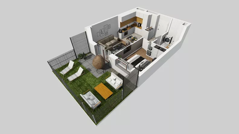 2 pokoje, mieszkanie 36,34 m², parter, oferta nr A/21, Międzyleska 4, Wrocław, Tarnogaj, Krzyki, ul. Międzyleska