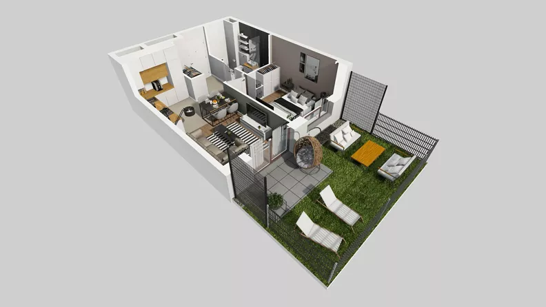 2 pokoje, mieszkanie 36,34 m², parter, oferta nr A/21, Międzyleska 4, Wrocław, Tarnogaj, Krzyki, ul. Międzyleska