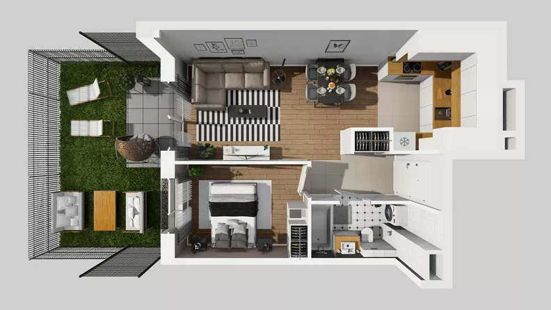 2 pokoje, mieszkanie 41,49 m², parter, oferta nr A/22, Międzyleska 4, Wrocław, Tarnogaj, Krzyki, ul. Międzyleska