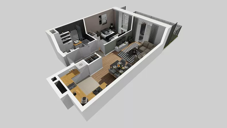 2 pokoje, mieszkanie 41,49 m², parter, oferta nr A/22, Międzyleska 4, Wrocław, Tarnogaj, Krzyki, ul. Międzyleska