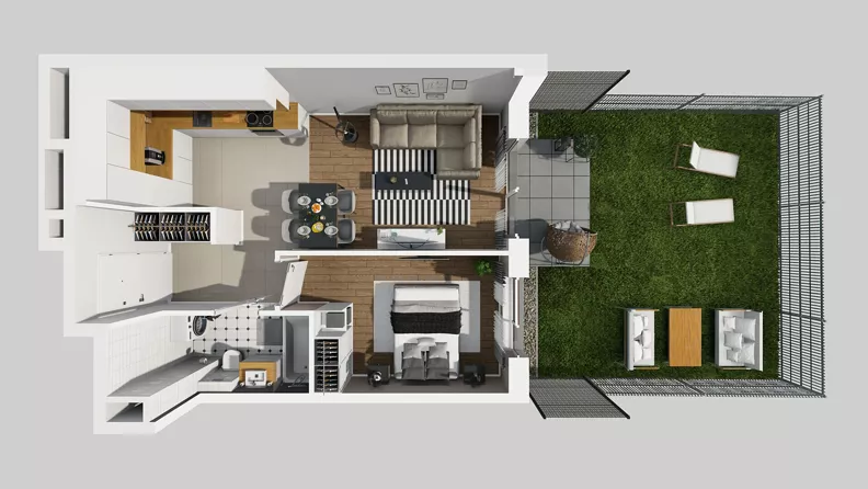 2 pokoje, mieszkanie 40,61 m², parter, oferta nr A/23, Międzyleska 4, Wrocław, Tarnogaj, Krzyki, ul. Międzyleska