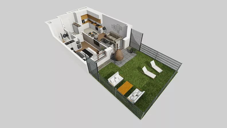 2 pokoje, mieszkanie 40,61 m², parter, oferta nr A/23, Międzyleska 4, Wrocław, Tarnogaj, Krzyki, ul. Międzyleska