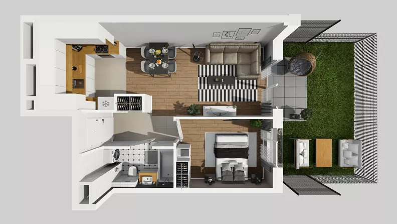 2 pokoje, mieszkanie 41,49 m², parter, oferta nr A/61, Międzyleska 4, Wrocław, Tarnogaj, Krzyki, ul. Międzyleska
