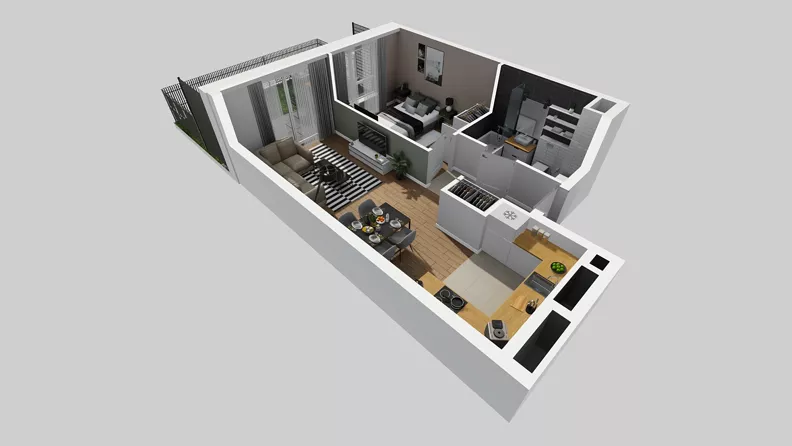 2 pokoje, mieszkanie 41,49 m², parter, oferta nr A/61, Międzyleska 4, Wrocław, Tarnogaj, Krzyki, ul. Międzyleska