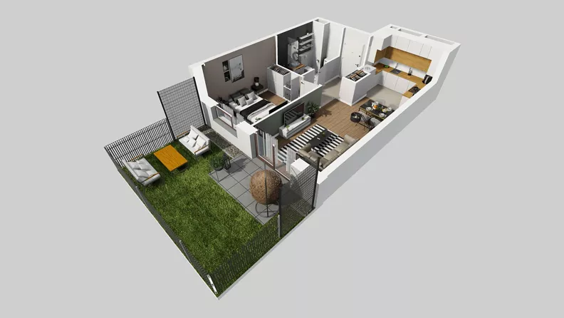 2 pokoje, mieszkanie 41,49 m², parter, oferta nr A/61, Międzyleska 4, Wrocław, Tarnogaj, Krzyki, ul. Międzyleska