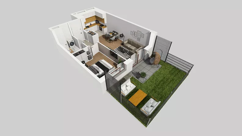 2 pokoje, mieszkanie 41,49 m², parter, oferta nr A/61, Międzyleska 4, Wrocław, Tarnogaj, Krzyki, ul. Międzyleska