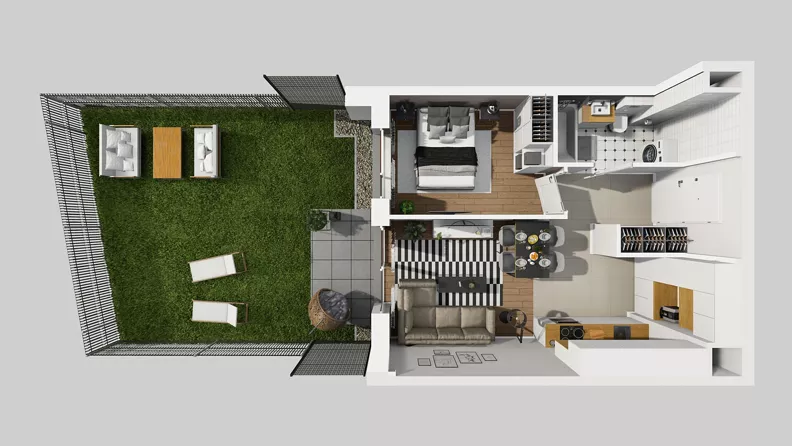 2 pokoje, mieszkanie 37,22 m², parter, oferta nr A/64, Międzyleska 4, Wrocław, Tarnogaj, Krzyki, ul. Międzyleska