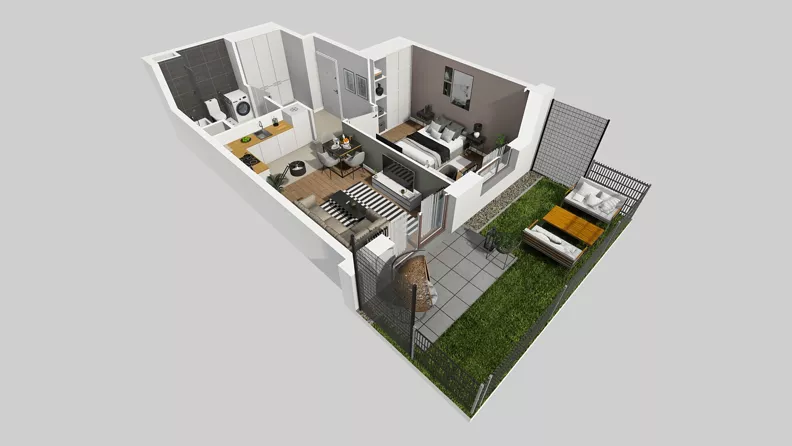 2 pokoje, mieszkanie 42,83 m², parter, oferta nr A/66, Międzyleska 4, Wrocław, Tarnogaj, Krzyki, ul. Międzyleska
