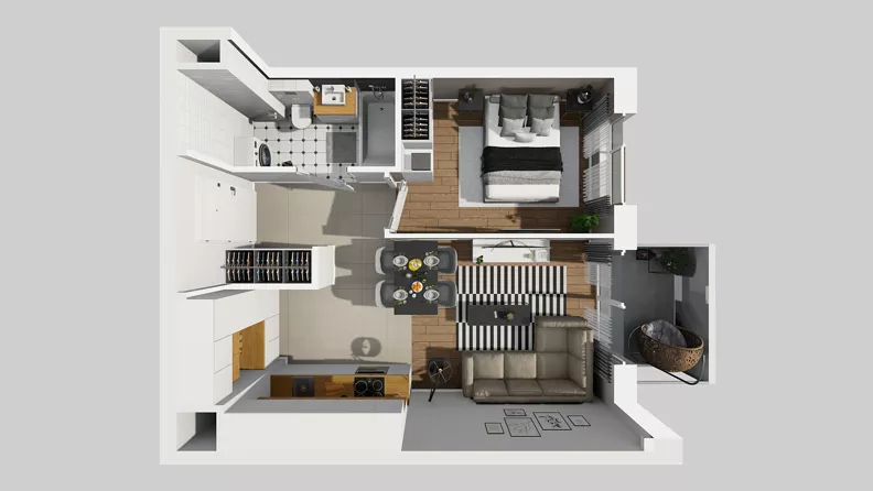 2 pokoje, mieszkanie 37,22 m², piętro 1, oferta nr A/27, Międzyleska 4, Wrocław, Tarnogaj, Krzyki, ul. Międzyleska