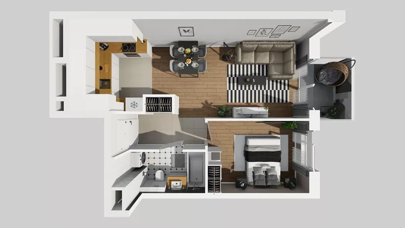 2 pokoje, mieszkanie 41,49 m², piętro 1, oferta nr A/70, Międzyleska 4, Wrocław, Tarnogaj, Krzyki, ul. Międzyleska