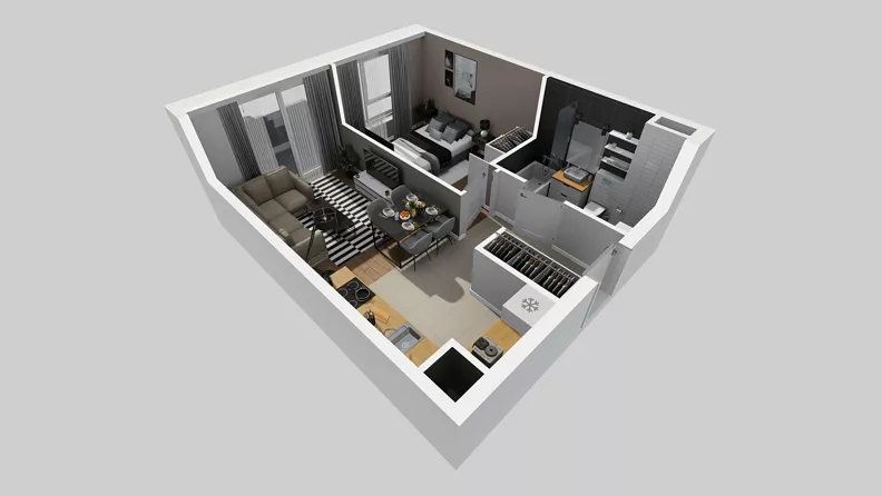2 pokoje, mieszkanie 37,22 m², piętro 1, oferta nr A/73, Międzyleska 4, Wrocław, Tarnogaj, Krzyki, ul. Międzyleska