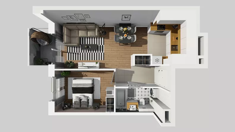 2 pokoje, mieszkanie 41,49 m², piętro 2, oferta nr A/36, Międzyleska 4, Wrocław, Tarnogaj, Krzyki, ul. Międzyleska