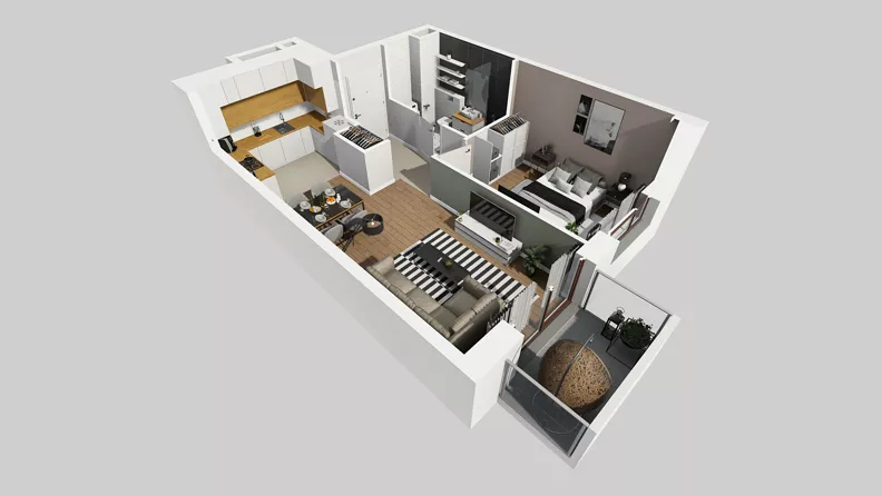 2 pokoje, mieszkanie 41,49 m², piętro 2, oferta nr A/36, Międzyleska 4, Wrocław, Tarnogaj, Krzyki, ul. Międzyleska