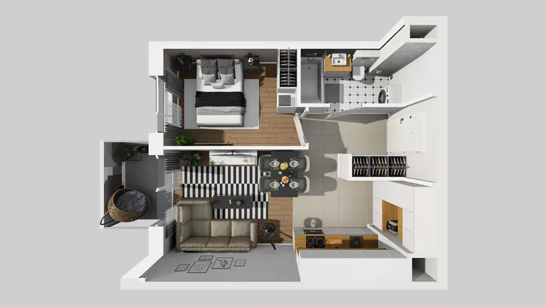 2 pokoje, mieszkanie 37,23 m², piętro 2, oferta nr A/82, Międzyleska 4, Wrocław, Tarnogaj, Krzyki, ul. Międzyleska