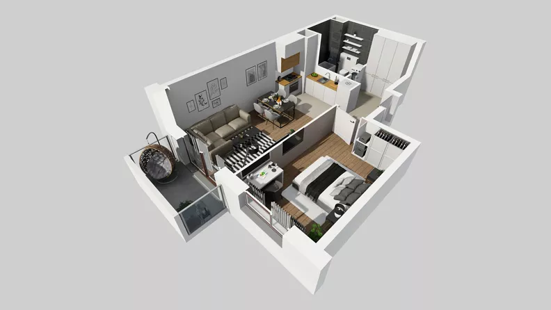 2 pokoje, mieszkanie 42,91 m², piętro 2, oferta nr A/84, Międzyleska 4, Wrocław, Tarnogaj, Krzyki, ul. Międzyleska